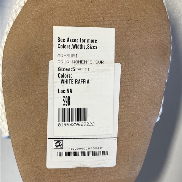 AQUA Women's Suri Slip On High Heel Slide Sandals Size 10M In White Raffia - Picture 3 of 6